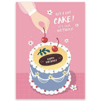 Let's Eat Cake Birthday Postcard
