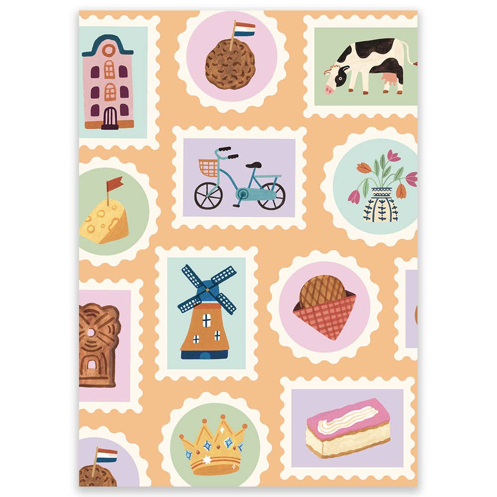 Dutch Stamps Postcard