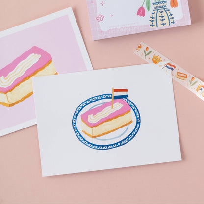 Pink Tompouce Plate Postcard