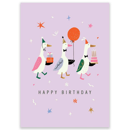 3 Geese Happy Birthday Postcard